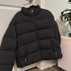 Shein DAZY Slant Pocket Zipper Puffer Coat, Ladies Winter Coat Winter Jacket